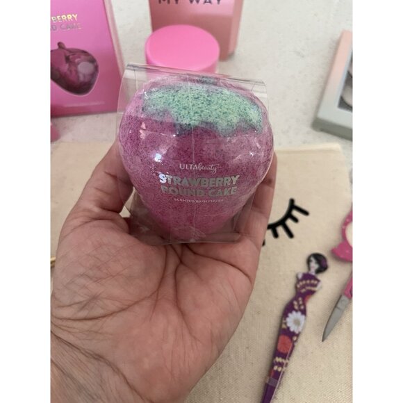 Strawberry Bath Body Bracelet Makeup Lashes Nails Tools Cosmetic Bag Set Bundle - Picture 7 of 11